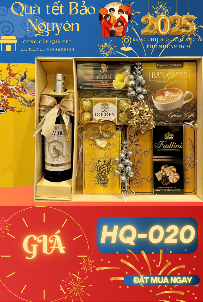 Hộp quà Tết gỗ 2025 - HQ020