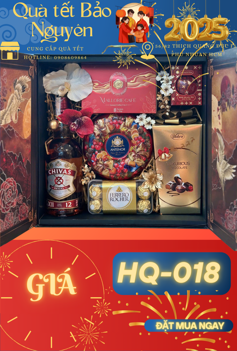 Hộp quà Tết gỗ 2025 - HQ018